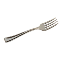 "Skulect" silver PS plastic fork