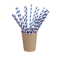 Blue/white striped paper straw
