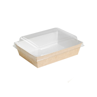 Kraft and white greaseproof cardboard salad box 850ml   H40mm
